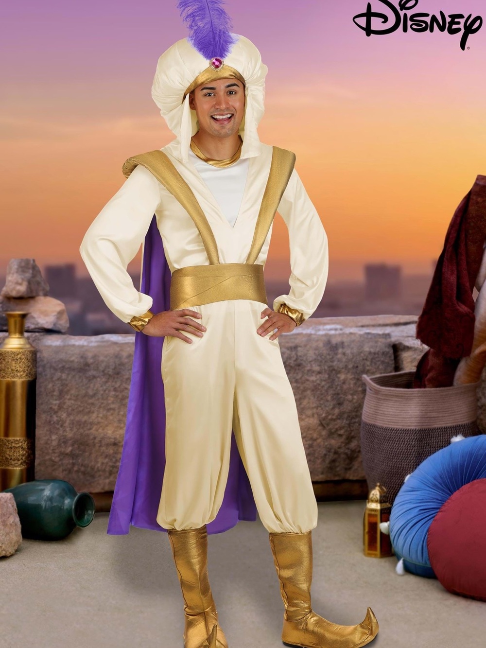 Disney Cream and Gold Prince Costume with Purple Cape